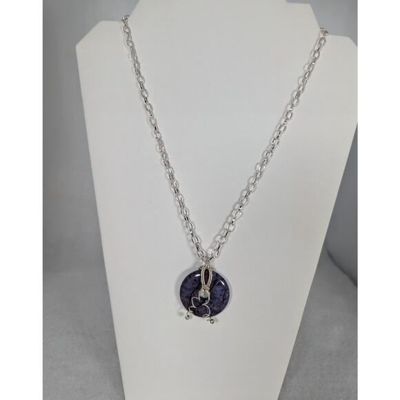 Purple Jasper Donut stone SF SP wire wrapped,Adjustable Chain to 24"Lobster clas - Picture 3 of 8